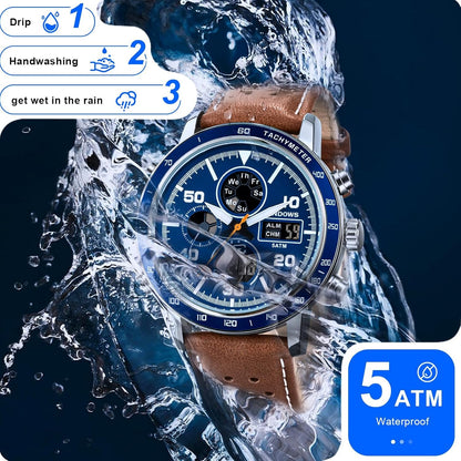PINDOWS Men's Tactical Dual-Display Watch analog watch